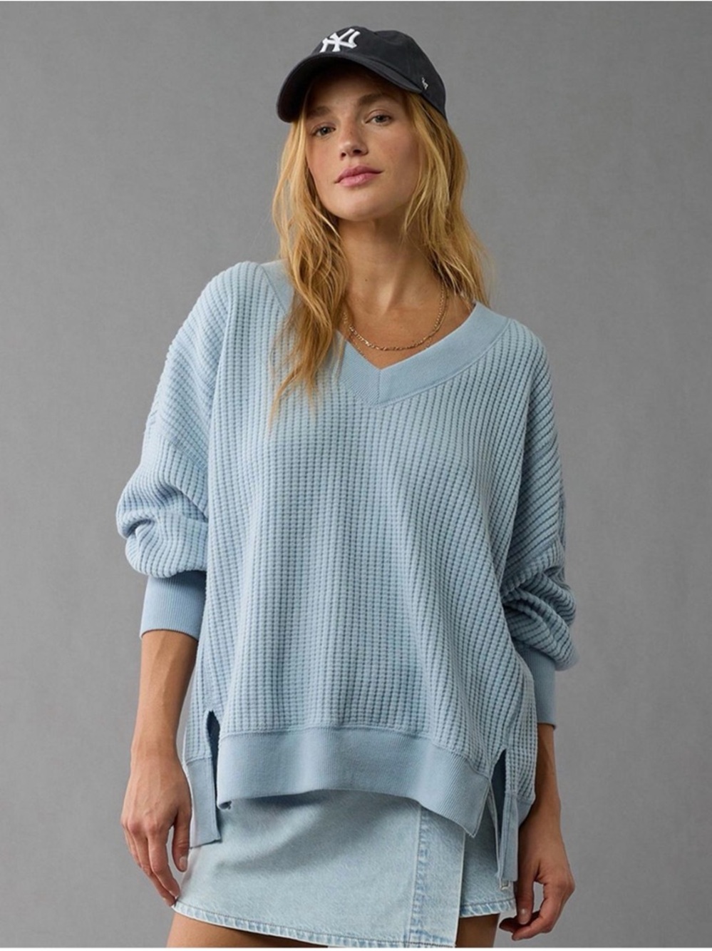 American Eagle Waffle Knit Sweater